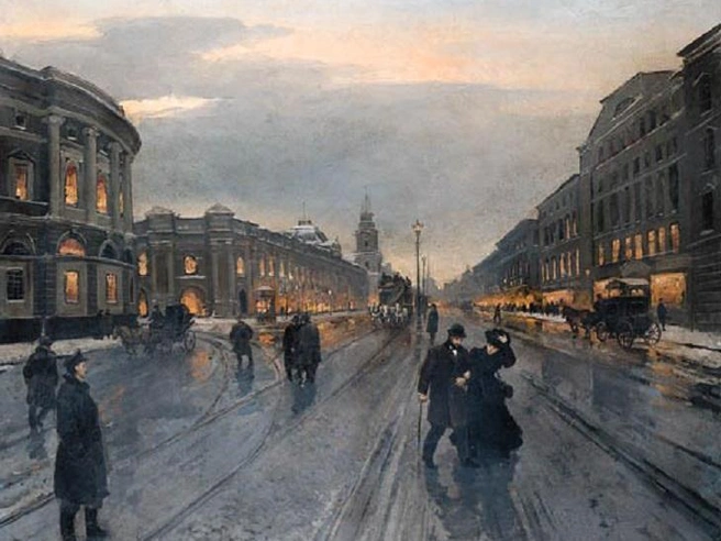 Вид на Невский проспект. Картина Александра Беггрова, 1882 год. | Источник: Wikimedia Commons