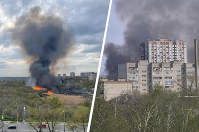 Волгоградцы зафиксировали пожар в пойме Царицы