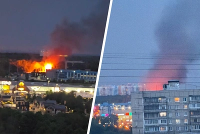 Пожар на складах стройгипермаркета в Подмосковье