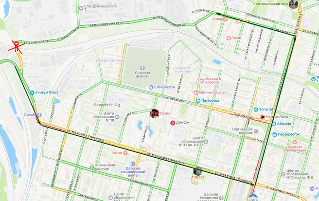 Зеленым показан путь объезда | Источник: yandex.ru/maps