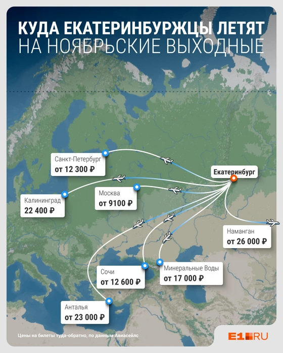 Дешевле всего лететь в Москву, Питер и Сочи | Источник: Филипп Сапегин / E1.RU