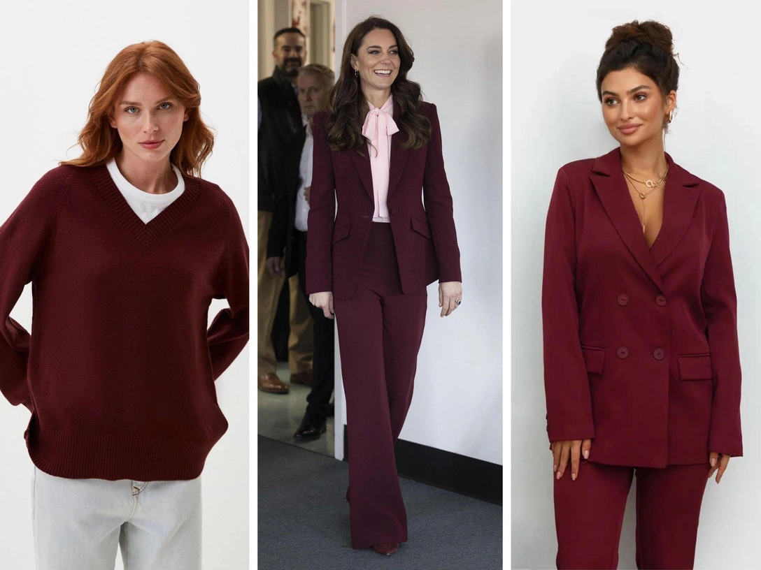 Королевское бордо: 20 вещей в самом модном оттенке осени 2024 — как у Кейт Миддлтон | marieclaire.ru