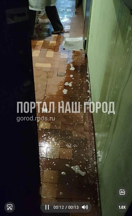 Вода растеклась по подъезду | Источник: gorod.mos.ru