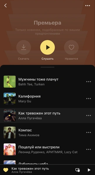 Скриншот стимингового сервиса Yandex Music