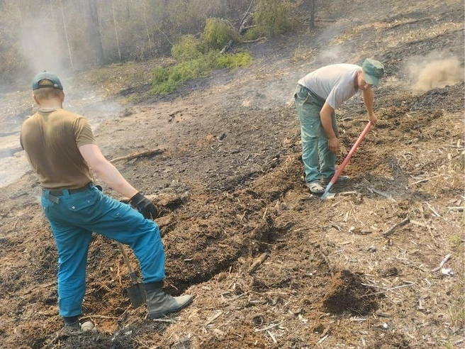 Пожар продолжает действовать около села Зыково | Источник: «Минприроды Забайкалья» / T.Me