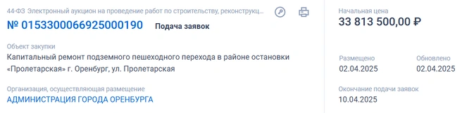 Тендер появился накануне | Источник: Госзакупки