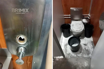 В Череповце вандалы засыпали снегом общественный туалет