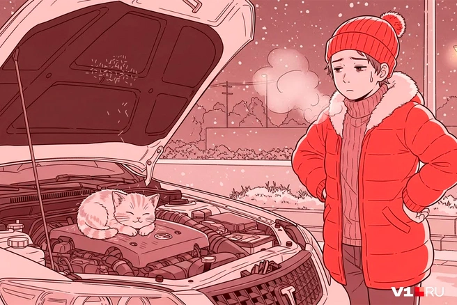 Зимой кошкам под капотом теплее, чем где бы то ни было | Источник: Серафима Пантыкина / V1.RU