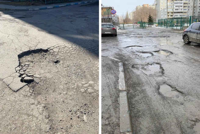 Так выглядит дорога на улице Дианова | Источник: Аварийный Омск / T.me