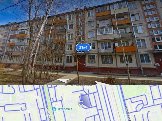 Пожар на Витебском: эвакуированы 30 человек, есть погибший | Источник: «Яндекс.Карты»