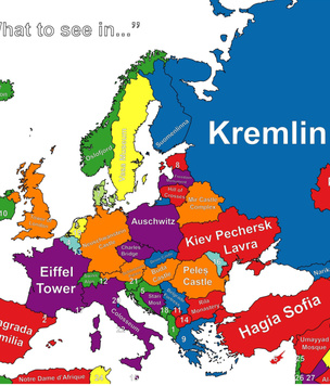 Карта: Главная достопримечательность в каждой стране Европы и Ближнего Востока