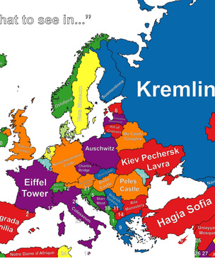 Карта: Главная достопримечательность в каждой стране Европы и Ближнего Востока