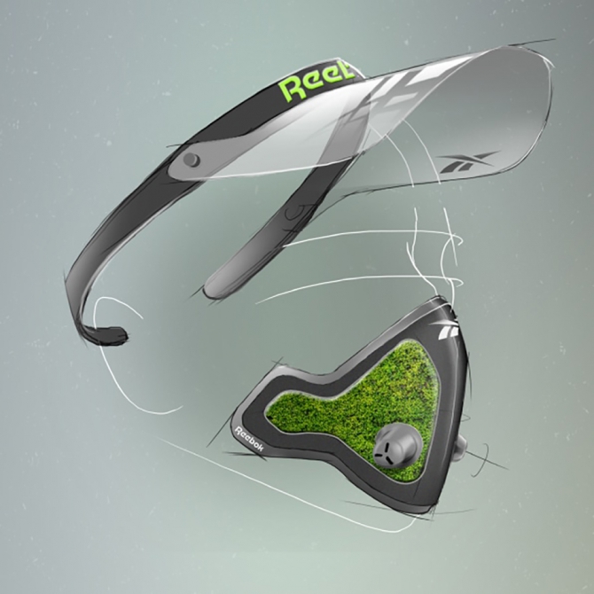 Reebok показал концепт противовирусной маски для спорта и плавания со мхом вместо фильтра