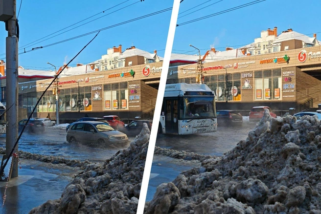 В Октябрьском районе водой затопило несколько улиц | Источник: Настась / Говорит Саратов / Telegram