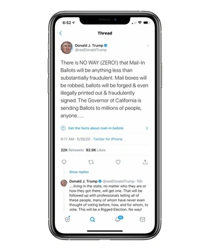 Twitter впервые пометил твит Дональда Трампа как fake news