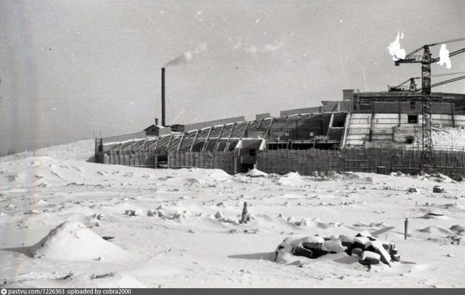 Строительство Центрального стадиона, 1954–1955 годы | Источник: pastvu.com