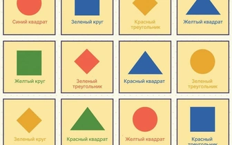 Не обращайте внимания на текст! Тест на доверчивость мозга: назовите правильно цвета и формы 16 фигур за 20 секунд