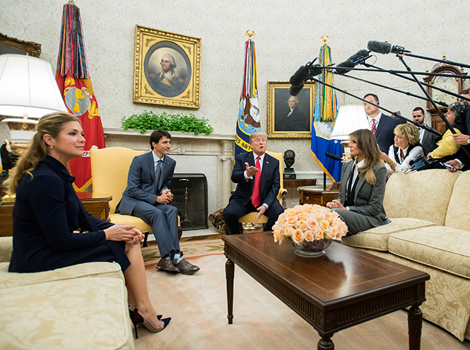 Первая денди: Мелания Трамп на встрече с Джастином и Софи Трюдо в Белом доме