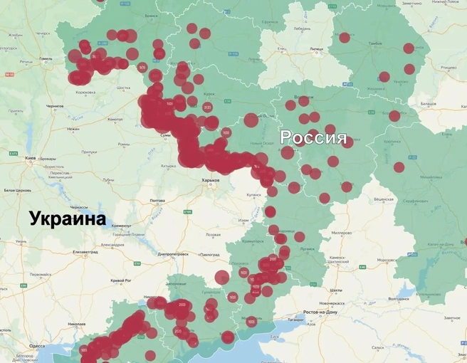 Карта атак ВСУ на Россию с 1 по 7 июня | Источник: Родион Мирошник / max.ru