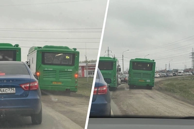 Автобусы в Челябинске объезжают пробки по обочине