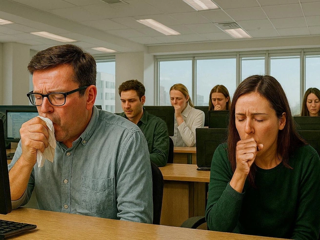 Распространение кашля среди коллег в офисе явно указывает на нездоровую обстановку в трудовом коллективе | Источник: Дмитрий Гладышев / V1.RU