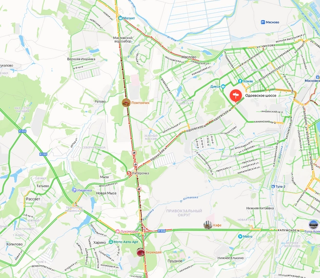 Пробка на месте ДТП | Источник: yandex.ru/maps