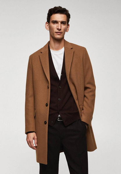 Удлиненное коричневое пальто