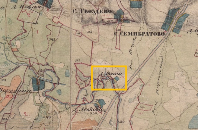 Фрагмент топографической карты Ярославской губернии 1855–1857 годов | Источник: Акт ГИКЭ от 01.04.2026 / Служба охраны объектов культурного наследия