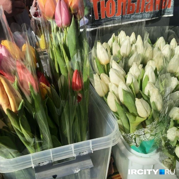 Рынок на Волжской буквально завалило цветами перед 8 Марта | Источник: Виктор Лучкин / «ИрСити»