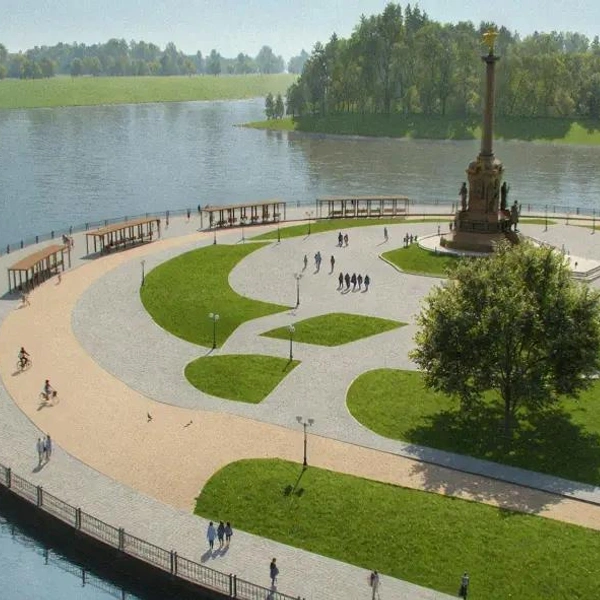 У места слияния Волги и Которосли на Стрелке хотели оставить смотровую площадку, обновив ее | Источник: Центр развития городских территорий