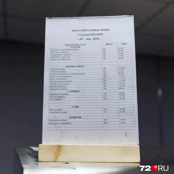 Если что-то хочется не из специального меню, то придется доплатить из своего кармана | Источник: Ирина Шарова / 72.RU