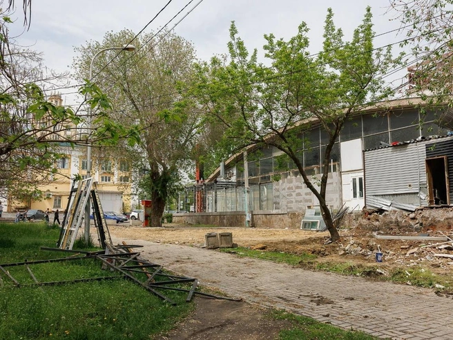 Обломки конструкций все еще разбросаны вокруг пустыря | Источник: Алексей Волхонский / V1.RU