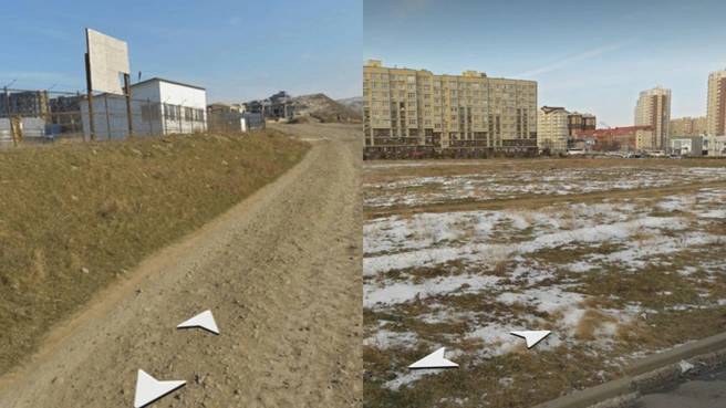 На 1 фото&nbsp;— участок, где будет Дворец искусств, на 2 фото&nbsp;— где будет Дворец молодежи | Источник: yandex.ru
