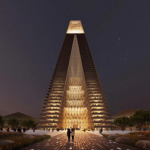Горы, воплощенные в стекле и бетоне: оцените парные небоскребы, которые собираются построить в новом мегаполисе Казахстана