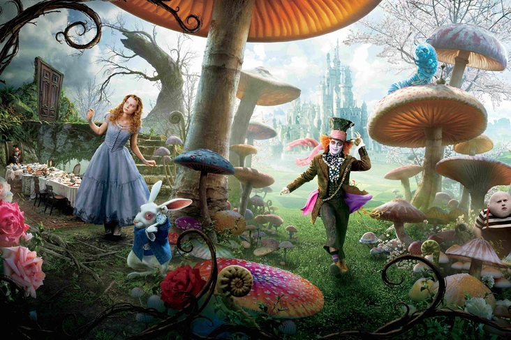 Алиса в стране чудес, Джонни Депп, Миа Васиковска | Источник: Постер к фильму «Алиса в стране чудес»