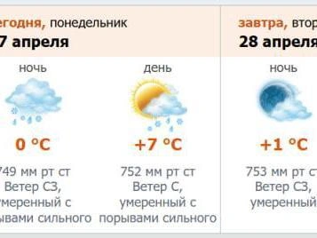 Скриншот с метеорологического сайта