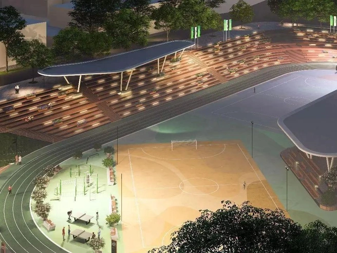 Архитектурная визуализация обновлённого стадиона. | Источник: Михаил Евраев / Telegram