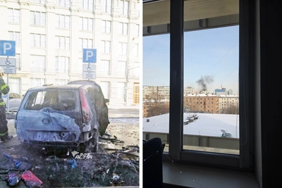 Автомобиль загорелся у площади Ленина в Новосибирске