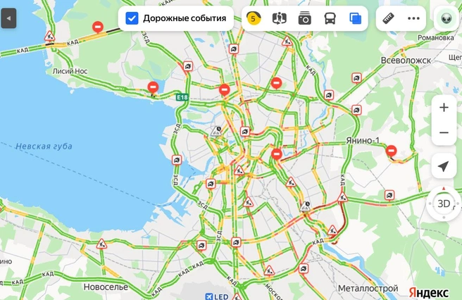 Аномальные пробки в Петербурге держатся больше двух часов | www.fontanka.ru