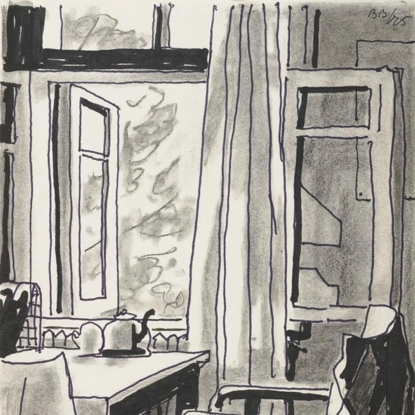 Василий Власов. Папино кресло перед столом. Комарово. 1975. Бумага, фломастер, растушёвка | Источник: предоставлено организаторами