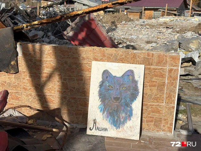 Среди кирпичей, плит и других предметов мы нашли вот такую картину | Источник: 72.RU