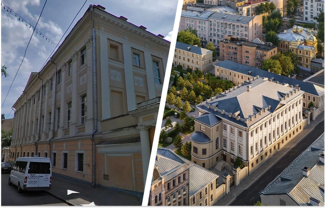 Сначала в доме находилась картинная галерея, а затем — больница | Источник: «Яндекс.Карты», «Стройки — и точка» / T.me