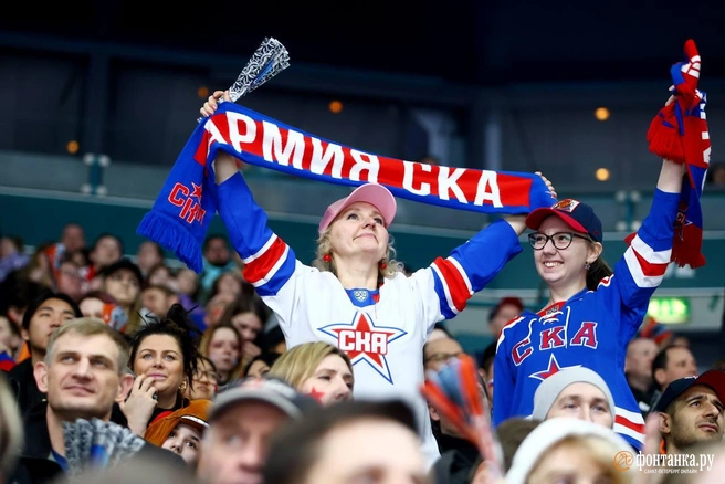 Болельщики ХК СКА во время матча | Источник: Дарья Драй / FONTANKA.RU