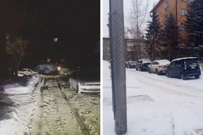Ruts and snowdrifts prevent garbage trucks from collecting waste in central Novosibirsk