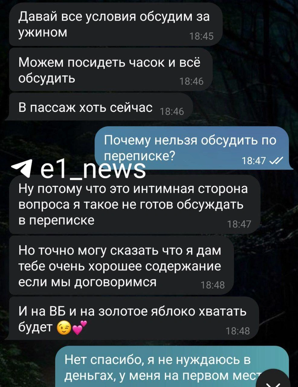 Все хотелки девочек бизнесмен обещал закрыть | Источник: читатель E1.RU