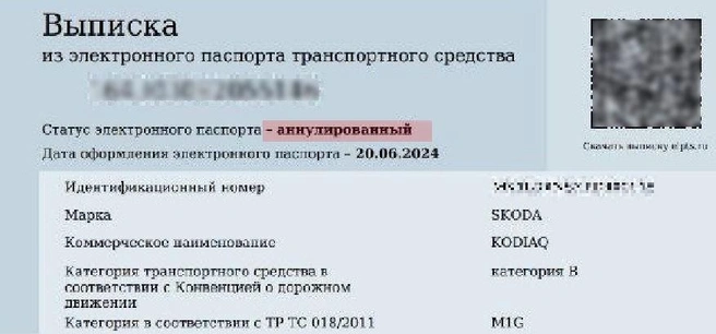 Выписка с подтверждением об аннулировании ЭПТС | Источник: читатель E1.RU