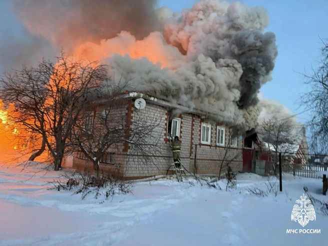 Пожар произошел в селе Большое Волково Вавожского района | Источник: пресс-служба МЧС Удмуртии