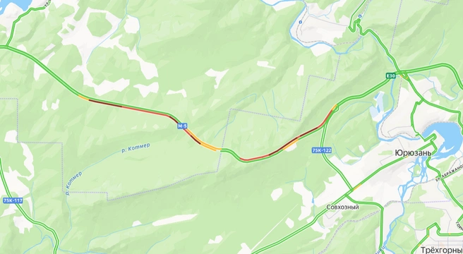 Пробка растянулась почти на 12 километров | Источник: «Яндекс.Карты»