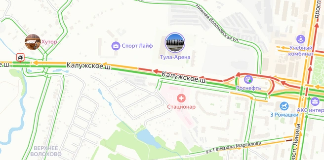 Район ДТП на Калужском шоссе | Источник: yandex.ru/maps