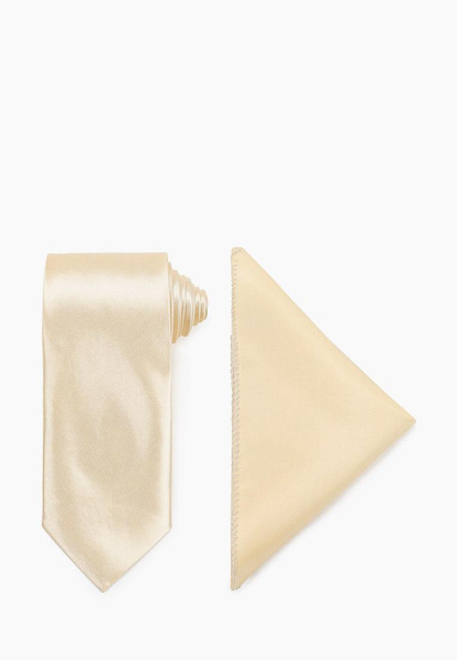 Атласный галстук и платок цвета айвори